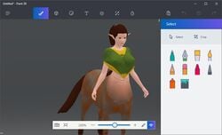 1girls artist_request big_breasts breasts brown_hair centaur clothes equine female microsoft nipples pointy_ears ponytail see-through shirt software solo taur