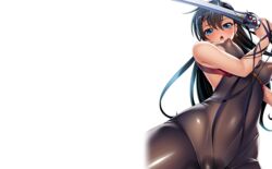 black_hair blue_eyes breasts cosplay fuuma_tokiko kagami_hirotaka large_breasts lilith-soft taimanin_asagi taimanin_asagi_battle_arena