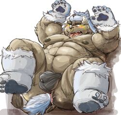 anal anthro asterios blush bovine bulge buttplug buttplug_tail cattle clothing costume dildo furry furry_only kotobuki male male_only mammal muscular muscular_male no_humans penetration precum sex sex_toy tokyo_afterschool_summoners underwear