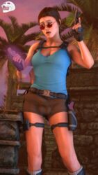 1futa 3d absurdres ball_bulge balls balls_under_clothes breasts bulge cameltail cleavage curvy dickgirl erection erection_under_clothes futa_only futanari highres intersex lara_croft lara_croft_(classic) large_breasts large_penis looking_over_eyewear looking_over_glasses looking_over_sunglasses penis penis_bulge penis_under_clothes rattledbonezone realistic red-tinted_eyewear solo solo_futa source_filmmaker sunglasses tenting testicles tinted_eyewear tomb_raider