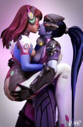 3d asian blender d.va female futa_on_female futanari interracial intersex overwatch vyxor widowmaker