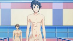 2boys abs dive!! looking_at_viewer male multiple_boys nude penis tomoki_sakai youichi_fujitani