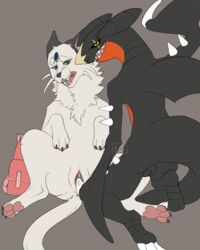 2017 alolan_persian black_sclera blue_eyes claws duo female fur garchomp grey_background kneeling luxx-fuxx nintendo open_mouth pawpads penetration persian pokémon_(species) pokemon pokemon_(species) pussy rear_view reclining shiny_garchomp shiny_pokemon simple_background smile spread_legs spreading teeth toe_claws tongue vaginal_penetration video_games white_fur yellow_eyes yuri