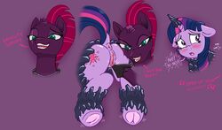 ! ... 2017 anus ass blue_eyes bondage bound broken_horn butt_shot caroo clitoris cutie_mark dialogue dock duo english_text equine eye_scar female female_focus female_only female_rape friendship_is_magic hasbro hooves horn horse humor imminent_rape mammal multiple_angles my_little_pony my_little_pony_the_movie pony pun purple_background purple_eyes pussy rear_view scar shaking simple_background singing teasing tempest_shadow_(mlp) text twilight_sparkle_(mlp) underhoof unicorn yuri