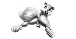 1boy anus ass balls big_ass big_butt big_penis conker conker's_bad_fur_day cute footwear fur furry furry_only male male_only monochrome penis solo squirrel tagme tail video_games