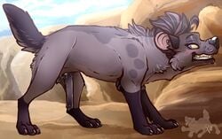 anatomically_correct animal_genitalia blue_eyes clitoris disney female female_feral feral fur grey_fur huge_clitoris hyena jasiri_(tlg) large_clitoris mammal pseudo-penis solo spotted_hyena the_lion_guard the_lion_king x-kid