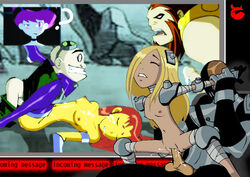 3boys 3girls baran_flinders blonde_hair boots dc_comics deathstroke female gizmo_(dc) jinx_(dc) male mammoth_(dc) multiple_boys multiple_girls nipples penis pussy rape slade_wilson starfire straight straight_hair teen_titans terra_(dc) yellow_hair