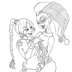 /co/ 2007 2girls artist_request artist_signature avatar_legends avatar_the_last_airbender batman_(series) bedroom_eyes cartoon_network clothing crossover dc dc_comics drawfag drawn embrace female female_only fire_nation fully_clothed harley_quinn harley_quinn_(classic) harley_quinn_(the_batman) horny_female hugging imminent_kiss imminent_sex lustful_gaze monochrome naughty_face seducing sketch small_breasts standing straight_hair the_batman toonami ty_lee yuri