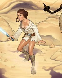 2007 a_new_hope breasts female female_focus miravi nipples princess_leia_organa star_wars tagme torn_clothes