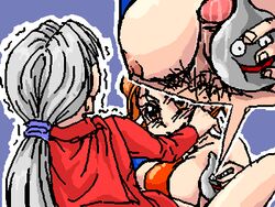 angelo_(dq8) artist_request clothing dragon_quest dragon_quest_viii jessica_albert large_breasts metal_slime paizuri pubic_hair slime slime_(dragon_quest) titfuck