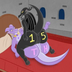 amazon_position amazon_tribadism amazonian_tribadism anthro anus bed bedroom_eyes big_butt black_body bodypaint butt detailed_background dragon duo female female/female furniture genitals hi_res inside jewelry lesbian lesbian_sex lying membrane_(anatomy) membranous_wings mythological_creature mythological_scalie mythology narrowed_eyes on_back on_bed painted_butt pendant pillow purple_body raised_tail reversal_of_the_heart scalie seductive sex sharkinwaves smile tail tribadism vaginal vulva wings yuri