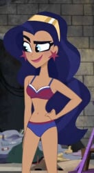 1girls blue_hair blue_panties bra dc_comics dc_super_hero_girls female female_only panties screenshot_edit solo wonder_woman