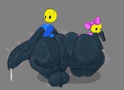 2boys ass balls balls_visible_through_clothing battler_(the_battle_bricks) big_ass big_ass_(male) big_balls blocky_body blush bottom_heavy_femboy bow casual_dummy_(the_battle_bricks) dumptruck_ass femboy feminine_male gay gay_sex giant_ass huge_ass huge_balls huge_cock hyper hyper_ass hyper_penis inminent_sex pink_clothing puhf roblox roblox_game robloxian skin_tight teasing the_battle_bricks tumore yellow_skin