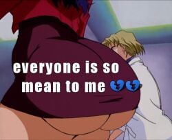 2d 2girls accurate_art_style ass ass_focus big_ass big_butt blonde_hair bottom_heavy breasts bubble_butt chet_rippo clothes clothing curvaceous curvy_female edit edited edited_screencap english_text everyone_is_so_mean_2_me fat_ass female female_only gainax huge_ass huge_butt human large_ass large_breasts large_butt light-skinned_female light_skin long_hair meme misato_katsuragi multiple_females multiple_girls neon_genesis_evangelion purple_hair ritsuko_akagi round_ass round_butt screencap screencap_edit short_hair skirt the_tits_of_mio thick thick_ass thick_thighs thin_waist