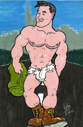 cmanart_(calvin) gay yaoi male male_only traditional_media tagme 2012 penis bulge dated