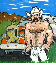 2007 bulge cmanart_(calvin) dated gay male male_only tagme traditional_media yaoi