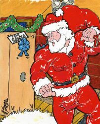 cmanart_(calvin) gay yaoi male male_only traditional_media tagme 2011 dated christmas holidays bulge penis_outline