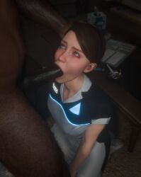 1boy 1girls 3d 3d_render blender blender_(software) blender_cycles blue_eyes dark-skinned_male dark_skin detroit:_become_human fellatio hairy_male hetero interracial interracial_sex kara_(detroit:_become_human) light-skinned_female looking_up madrugasfm maid_uniform nude_male oral standing sucking_penis