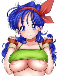 1girls big_breasts blue_eyes blue_hair dragon_ball erect_nipples female good_launch large_breasts launch long_hair puffy_nipples uncats