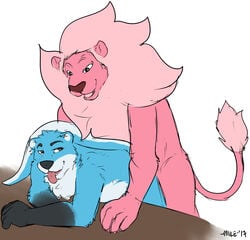 -mike- anal cartoon_network feline gay leaning lion lion_(steven_universe) male mammal mustelid otter otter-casey steven_universe table yaoi