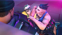 3boys 3d bara beanie blackwatch_reyes blizzard_entertainment dead_or_alive erection gay genji killystein male_focus multiple_blowjob multiple_boys original_character overwatch penis reaper source_filmmaker trio yaoi young_genji