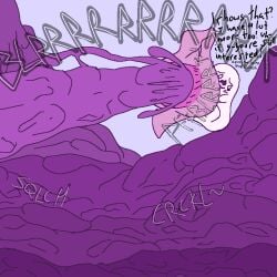 1:1 anthro anus apologeist_(helloimfurry) colored_feces excessive_feces feces feces_pile flustered ghost hyper hyper_feces hyper_feces_pile hyper_scat male onomatopoeia pink_anus purple_body purple_feces scat solo sound_effects spirit swirlspicysoup talking_to_viewer text unusual_feces white_head
