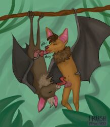 69_position absurd_res ball_lick balls bat batty_koda bodily_fluids brown_body brown_fur butt chest_fur chest_tuft claws cum cum_drip cum_on_face dripping duo fellatio feral fluffy fluffy_chest fur genital_fluids genitals hanging_by_arms hanging_by_feet hanging_from_branch hanging_upside_down hi_res hug hugging_another hugging_butt irushforyou licking long_tongue male male/male mammal megabat oral orange_body orange_fur penile penis pink_inner_ear red_tongue sex spread_wings tongue tuft upside_down wing_claws winged_arms wings