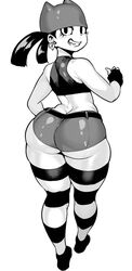 ass ass_cleavage big_ass black_hair booty_shorts bottom_heavy butt_crack crop_top dat_ass female hot_pants hotpants huge_ass large_ass leggings looking_at_viewer looking_back monochrome my_life_as_a_teenage_robot nickelodeon skin_tight skindentation smooth_skin solo stocking synecdoche thick_thighs thighhighs thighs tiff_crust wide_hips