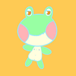 amphibian animal_crossing anthro blush breasts digital_media_(artwork) female frog lily_(animal_crossing) nintendo pussy simple_background smile solo video_games