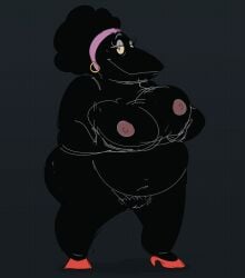 bertha_(fritz) big_bertha_(fritz) fritz_the_cat jodero chubby avian crow female afro beak breasts hairy hairy_pussy big_ass ass tagme