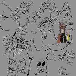 1:1 anthro big_penis choking_on_cum dragon duo english_text genitals hi_res knotting male male/male mr_trowls_(object_terrorist) mythological_creature mythological_scalie mythology object object_shows object_terror penis penis_grab pillow pillow_grab scalie silly_willy_check size_difference text thinking trowel trowel_(object_terror)