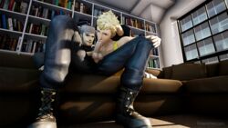 2boys 3d age_difference blonde_hair boots color couch erection fellatio gay hat iwai_munehisa male male_only megami_tensei multiple_boys naughty_face penis persona persona_5 ryuji_sakamoto shin_megami_tensei sitting source_filmmaker sucking yaoi