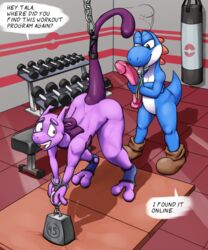 2017 blue_yoshi bondage bound dildo gym legendary_pokémon male_only mario_(series) mewtwo nintendo pat_(lapatte) pokemon pokemon_(species) sex_toy tala128 text video_games yoshi