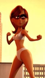 1girls 3d bra elastigirl female female_only panties screenshot_edit solo the_incredibles underwear underwear_only white_bra white_panties