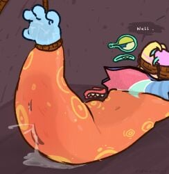 aftermath anthro anus bdsm big_blue_bubble bodily_fluids bondage bound cum cum_in_vagina cum_inside cum_on_feet feet female floating_eyes floating_mouth genital_fluids illoost leaking_cum my_singing_monsters nakeilyar sex solo text unusual_position what wtf