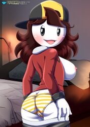 1girls ass bbmbbf big_breasts blush breasts diamond_level female female_only hi_res jaiden jaiden_animations looking_at_viewer nipples open_mouth palcomix pietros_secret_club solo tongue youtube youtuber