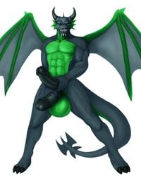 2017 balls big_balls big_penis black_scales diphallia diphallism dochyde dragon front_view green_scales looking_at_viewer male male_only multi_penis muscular muscular_male penis scales scalie simple_background solo standing white_background xarda