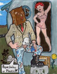 humor cmanart_(calvin) male traditional_media tagme 2009 dated female 1girls 1boy improvised_condom