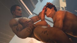 2boys 3d cum dead_or_alive erect_nipples erection facial gay hair_grab holding_penis jann_lee killystein male multiple_boys muscle nude penis penis_grab penis_on_face rig_(doa) short_hair source_filmmaker tattoos yaoi