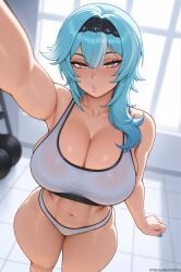1girls ai_generated blue_hair breasts eula_(genshin_impact) female genshin_impact hi_res hips huge_breasts light-skinned_female light_skin long_hair naughty_face stuffyai thick_thighs thighs wide_hips