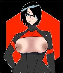 1girl 1girls areolae artist_request black_hair blue_eyes boobs boobs_out breasts colored elster_(signalis) nipples signalis solo solo_female tits tits_out