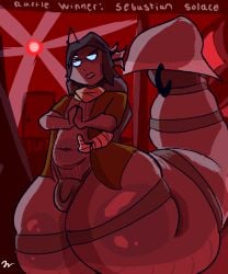 1boy 3_arms 3_eyes alarm art_raffle belly black_hair blue_eyes jacket male massive_thighs merfolk merman middle_finger multi_arm multi_eye multi_limb pressure_(roblox) red_light roblox roblox_game sebastian_solace self_upload shiny_eyes tagme therandombee thick_thighs thong