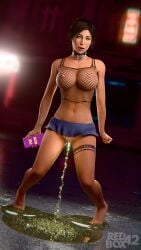 1girls 3d barefoot brown_hair collar crossed_eyes female female_only fishnet_clothing fishnet_topwear fishnets innie_pussy lara_croft lara_croft_(survivor) large_breasts microskirt miniskirt no_panties peeing piss_puddle piss_whore pissing_on_floor pleasure_face public public_exposure public_indecency pussy redbox42 shaved_pussy skirt smartphone spontaneous_orgasm standing_pee submissive tattoo tomb_raider tomb_raider_(survivor) upskirt useless_clothing
