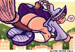 ass_focus big_ass commando female female_only flying flying_broom madotsuki no_panties pixel_(artwork) pixel_art solo_focus upskirt witch yume_nikki