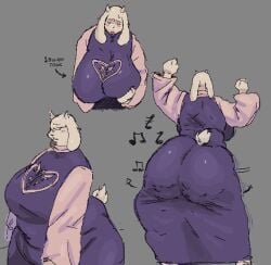 big_ass big_breasts big_butt breasts cellulite dancing dress dudeman80085 eyewear glassew goat grabbing_breasts grey_background huge_ass huge_breasts huge_butt multiple_poses plump purple_dress tagme toriel undertale voluptuous wide_hips