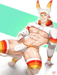 enzobara gasaiv gijinka humanization humanized humanized_pokemon male male_only muscular muscular_male scorbunny