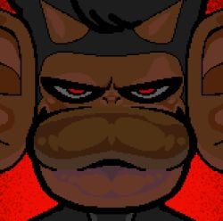 1boy animated animated_gif anthro big_ears black_fur blinking blinking_at_viewer bootlips demon furry gif glaring glaring_at_viewer horns huge_lips hybrid imp impmonkey kiss_mark kissing kissing_screen lip_focus looking_at_viewer looking_sideways male male_only monkey naughty_face primate red_background red_eyes shiny_lips shiny_skin simian simple_background smiling_at_viewer smoogmapuun smoogmapuun_(artist) solo thick_lips