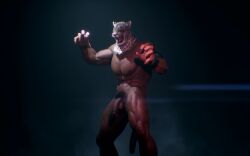 armor_king casual dark-skinned_male dark_skin flaccid flaccid_penis headwear human jaguar_mask jaguar_tail male male_nudity male_only muscular muscular_male naked_male namco nonsexual nonsexual_nudity nude_male nudist ogami4 ominous ominous_background penis solo solo_male tagme tekken tekken_2 tekken_8 video wrestler