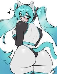 1girls absurd_res anthro anthrofied aqua_eyes aqua_hair ass ass_focus back_view backboob bent_over big_ass blush breasts bubble_butt clothed clothing curvaceous curvy_female curvy_figure digital_media_(artwork) domestic_cat ear_piercing earrings eyebrows eyebrows_visible_through_hair eyelashes felid feline female female_focus female_only fur furaffinity furaffinity_link furrification furry glistening glistening_body hatsune_miku hatsune_miku_(cosplay) headphones hi_res hourglass_figure huge_ass huge_breasts kuru_tyan looking_at_viewer looking_back mammal motion_lines solo thick_thighs video_games vocaloid voluptuous voluptuous_female wide_hips