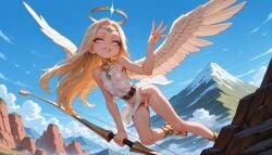 1futa 4k absurd_res ai_generated angel angel_wings animal bare_shoulders belt belt_buckle bird blonde_hair blue_eyes blue_sky blush bow_(weapon) breasts circlet clothing cloud covered_erect_nipples covered_nipples crossdressing day dickgirl dress erect_nipples_under_clothes feathered_wings feathers flaccid flying footwear foreskin futanari gold_circlet gold_necklace grass grin halo hi_res high_resolution highres holding holding_bow_(weapon) holding_object holding_weapon illustrious_(stable_diffusion) intersex jaja_ai jewelry landscape leather leather_belt lips long_hair looking_at_viewer male mountain mountainous_horizon nipples no_panties nopan original otoko_no_ko outdoors parted_lips penis pussy rock sandals see-through see-through_dress self_upload shoes sky sleeveless small_breasts small_penis smile solo stable_diffusion teeth testicles trap tunic uncensored vagina very_high_resolution wai-nsfw-illustrious-sdxl wallpaper waving waving_at_viewer weapon white_dress white_eyes white_wings wings
